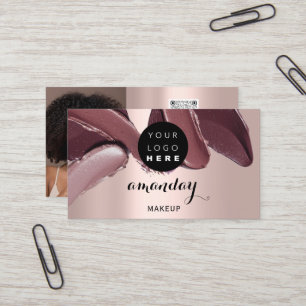 Makeup Artist Red Lipstick Photo QR Code Gloss Business Card