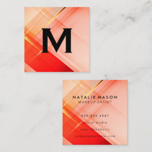 Makeup Artist Red Pink Gold Background Square Business Card