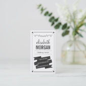 Makeup Artist - Retro Black and White Business Card (Standing Front)