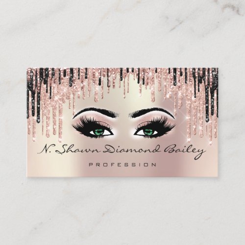 Makeup Artist Rose Black Drips Green Pearl Appointment Card