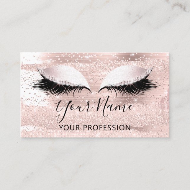 Makeup Artist Rose Cosmetologist Eyelash VIP Business Card (Front)