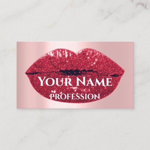 Makeup Artist Rose Drips Kiss Lips  Red Glam Business Card