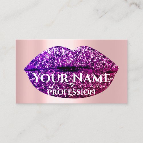 Makeup Artist Rose Drips Kiss Lips Violet Business Card