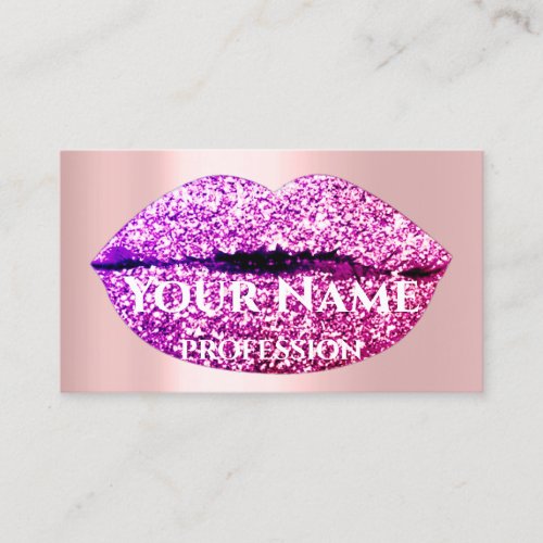 Makeup Artist Rose Drips Kiss Lips Violet Pink Business Card