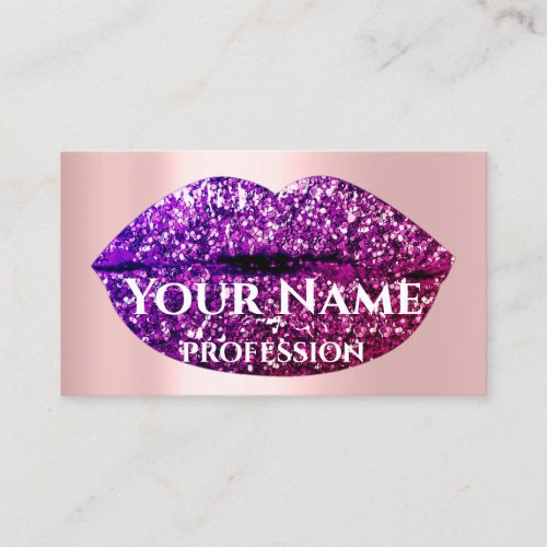 Makeup Artist Rose Drips Kiss Lips Violet purple Business Card