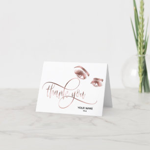Makeup artist Rose Eye Beauty Salon Lash Extension Letterpress Thank You Card