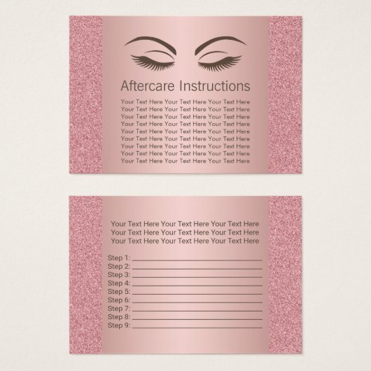 Makeup Artist Rose Gold Aftercare Instructions (Front & Back)