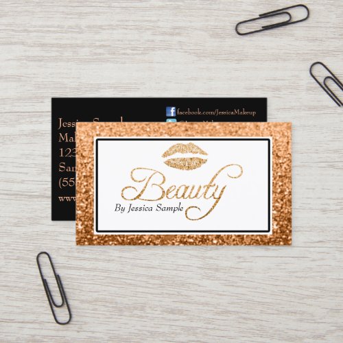 Makeup Artist Rose Gold Beauty Lips Business Card