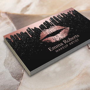 Makeup Artist Rose Gold Drips Lips Appointment Card