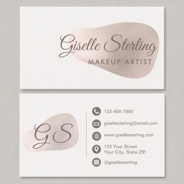 Makeup Artist Rose Gold Foil Blush Beauty Business Card (Creator Uploaded)