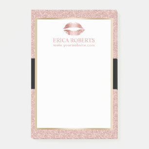 Makeup Artist Rose Gold Glitter Lips Modern Salon Post-it Notes