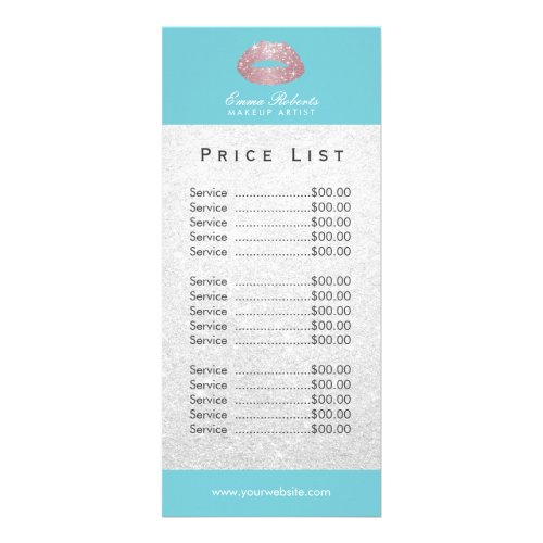 Makeup Artist Rose Gold Glitter Lips Price List Rack Card