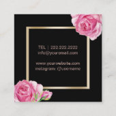 Makeup Artist Rose Gold Lashes Modern Floral Square Business Card (Back)