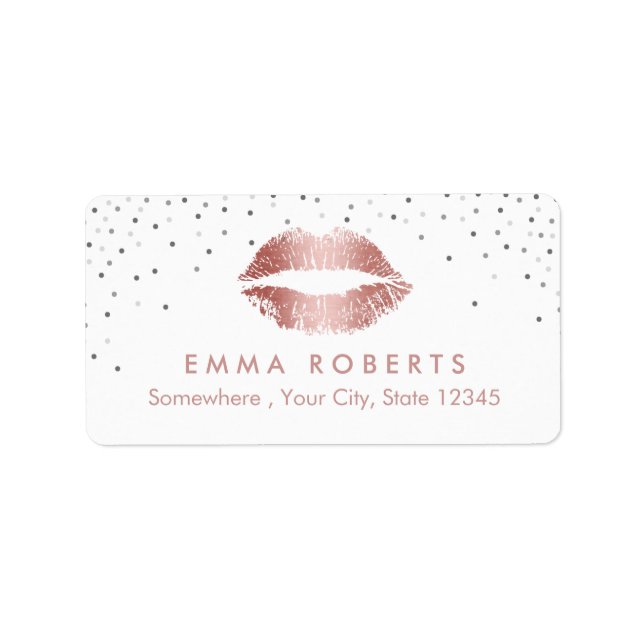 Makeup Artist Rose Gold Lips Beauty Salon Confetti Label (Front)