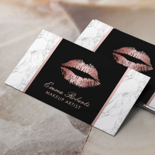Makeup Artist Rose Gold Lips Marble Appointment Card