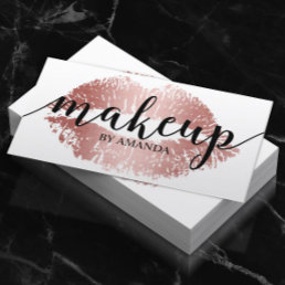 Makeup Artist Rose Gold Lips Print Salon Business Card