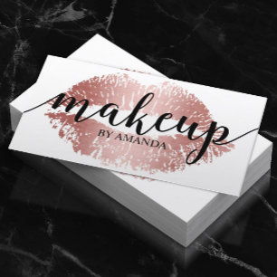 Makeup Artist Rose Gold Lips Print Salon Business Card