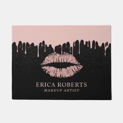 Makeup Artist Rose Gold Lips Trendy Dripping Doormat