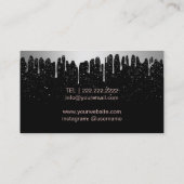 Makeup Artist Rose Gold Lips Trendy Silver Drips Business Card (Back)
