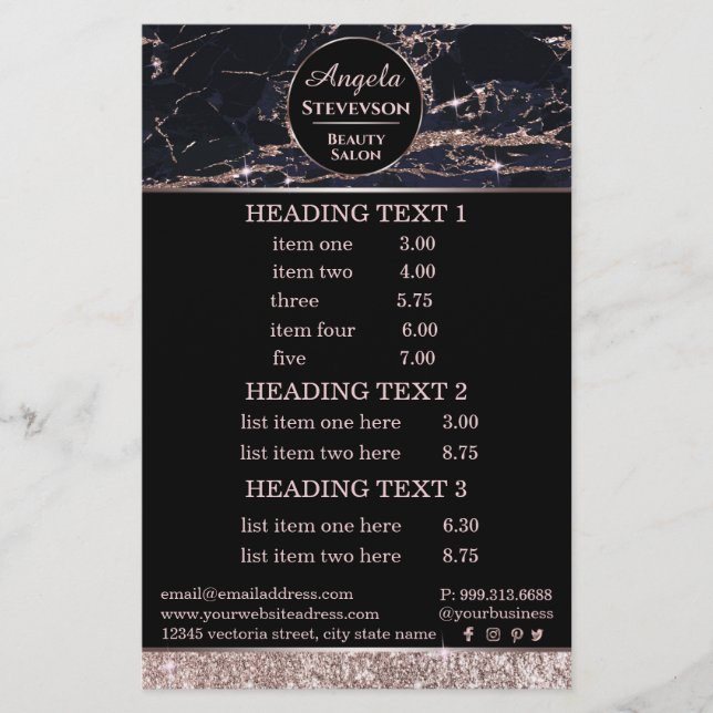 Makeup Artist Rose Gold Marble flyer (Front)