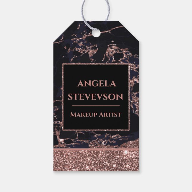 Makeup Artist Rose Gold Marble Gift Tag (Front)