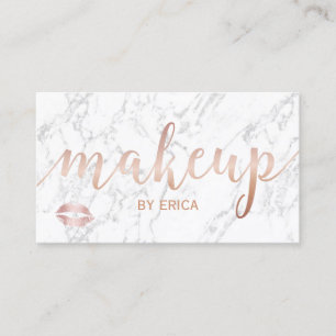 Makeup Artist Rose Gold Script Elegant Marble Business Card