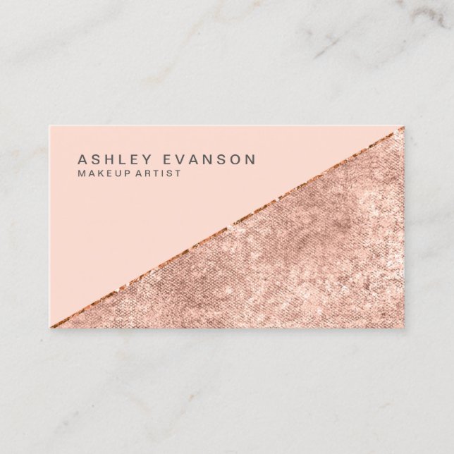 Makeup Artist Rose Gold Shimmer Elegant Business Card (Front)