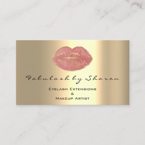 Makeup Artist Rose Kiss Lips Golden Wax Business Card