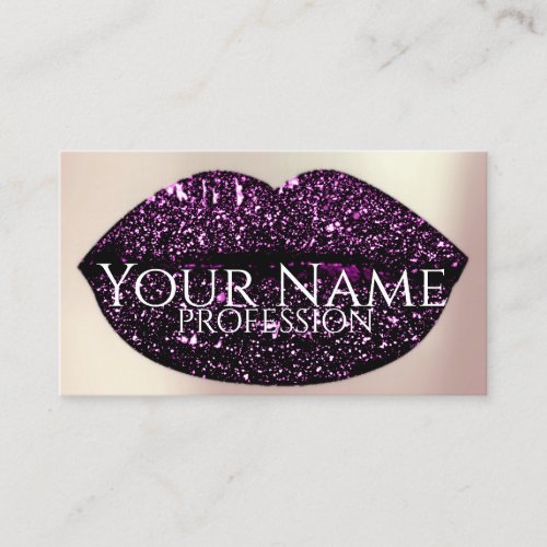 Makeup Artist Rose Kiss Lips Violet Glam Glitter Business Card