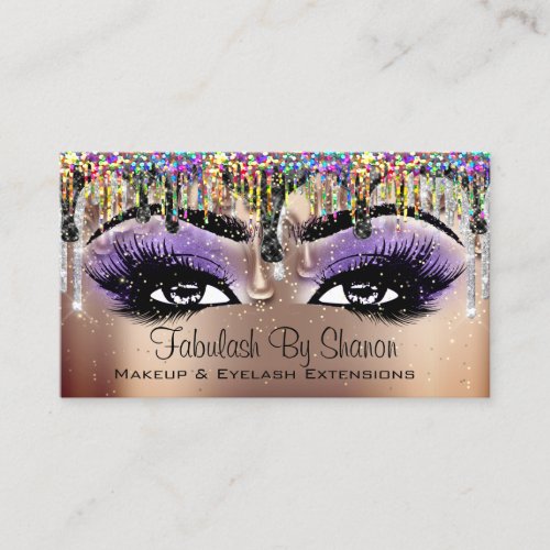 Makeup Artist Rose Lashes Holograph Drips Business Card