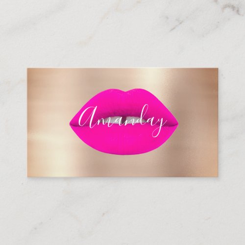 Makeup Artist Rose Pink Lips Logo QR Code Logo   Business Card
