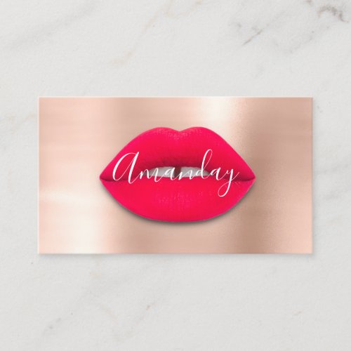 Makeup Artist Rose Pinky Lips Logo QR Code  Business Card