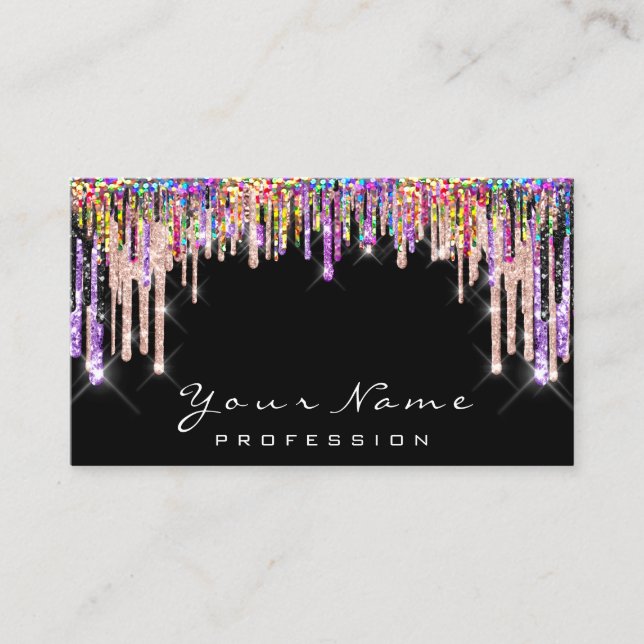 Makeup Artist Rose Purple Drips Appointment Card (Front)