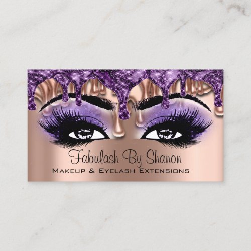 Makeup Artist Rose Purple Drips Eyes Lashes Business Card