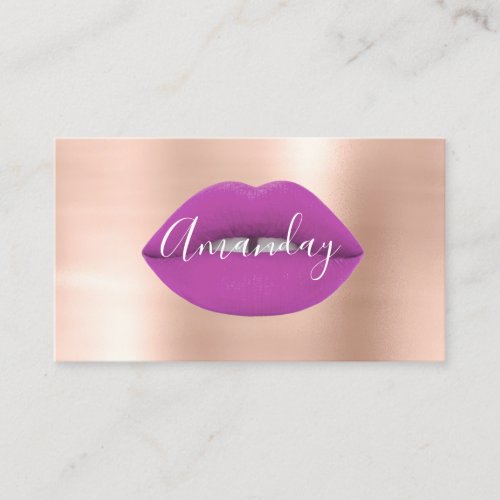 Makeup Artist Rose Purple Lips Logo QR Code Logo Business Card