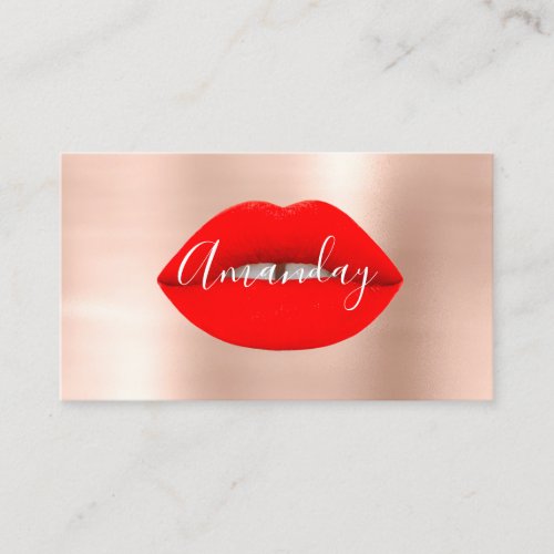 Makeup Artist Rose Red Lips Logo QR Code Logo  Business Card