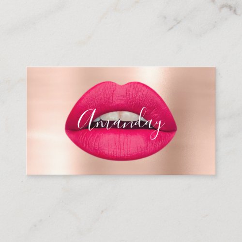 Makeup Artist Rose Red Lips Logo QR Code Logo Business Card