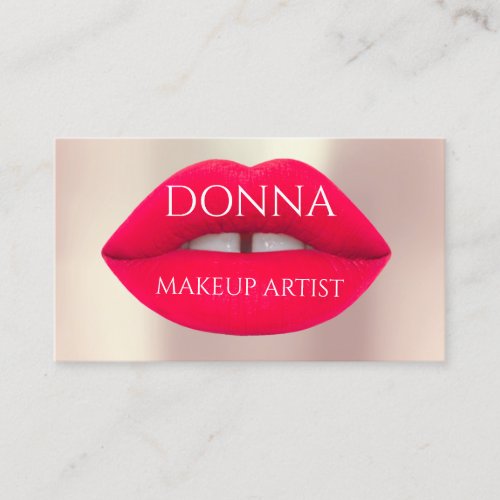 Makeup Artist Rose Red Lips QR Code Logo Business Card