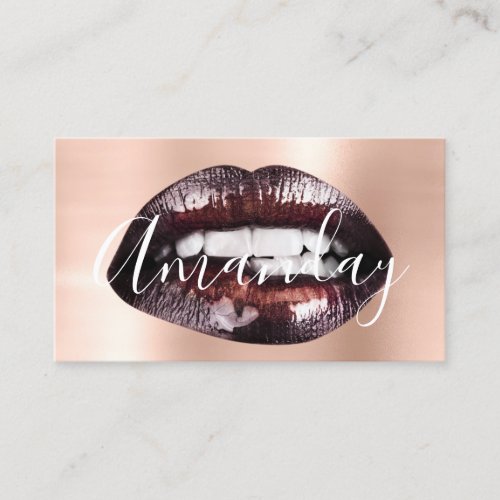 Makeup Artist Rose Skin Lips Logo QR Code Logo  Bu Business Card