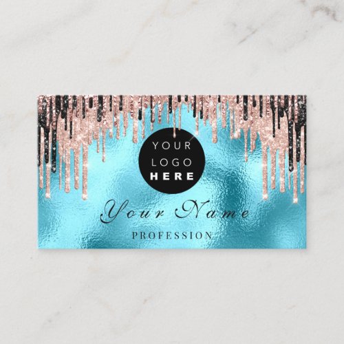 Makeup Artist Rose Spark Custom Logo  Blue Appointment Card