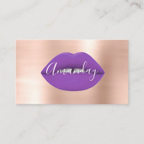 Makeup Artist Rose Violet Lips Logo QR Code Logo Business Card