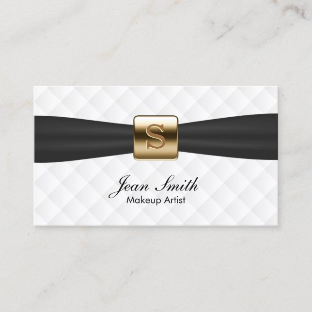 Makeup Artist Royal Gold Diamond Quilts Business Card (Front)