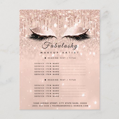 Makeup Artist Salon Glitter Flyer Rose Price List2