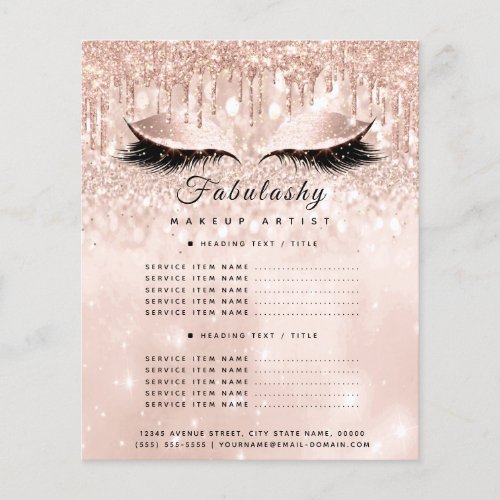 Makeup Artist Salon Glitter Flyer Rose Prices Glam