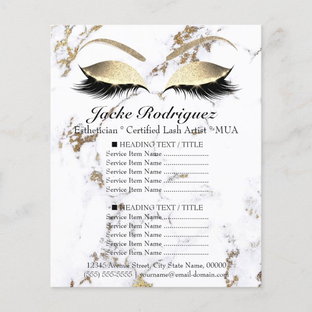Makeup Artist Salon Marble Eye White Price Flyer (Front)
