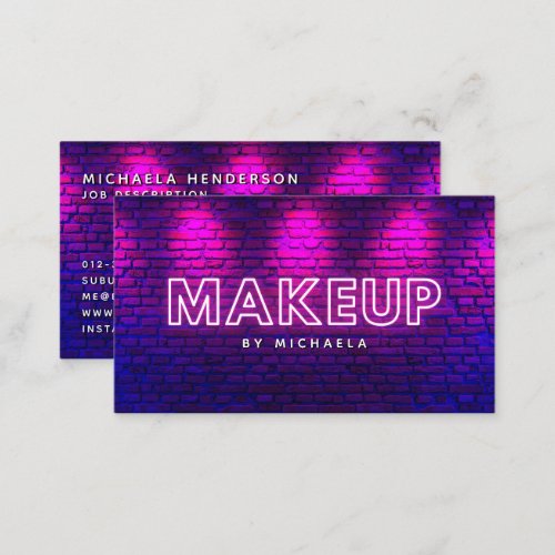 Makeup ArtistSalon Modern Pink Neon  Bricks Business Card