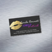 Makeup Artist - Sassy Gold Lips Dark Theme Style Business Card Magnet (In Situ)