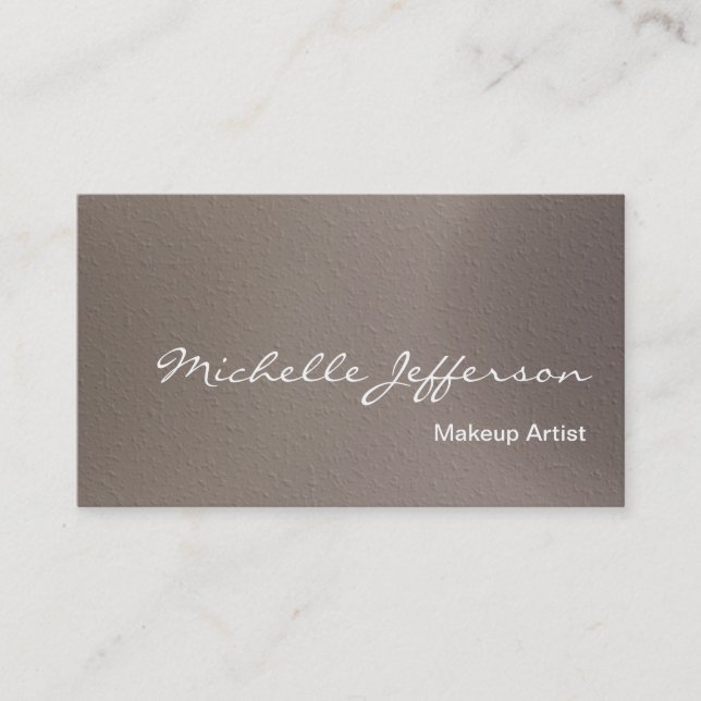 Makeup Artist Script Beige Business Card (Front)