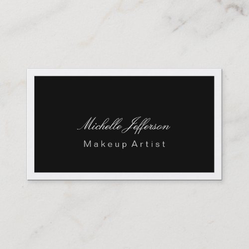 Makeup Artist Script Black White Business Card