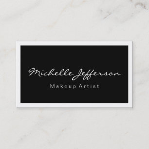 Makeup Artist Script Black White Business Card